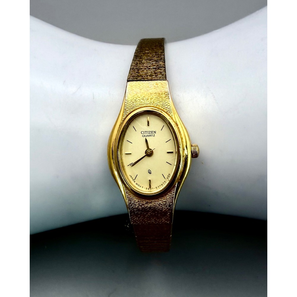 Vintage Citizen 5930-S26350 Women's Gold Tone Oval Quartz Watch Working